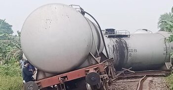 Train service disrupted with Khulna as 8 oil tankers derail