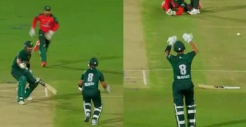 Pakistani batter hurls bat after horrible run-out against Bangladesh