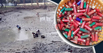 219 shotgun cartridges recovered from police station pond