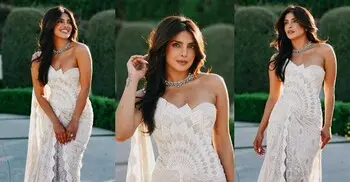লেসের জাদুতে প্রিয়াঙ্কার রাজকীয় উপস্থিতি