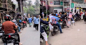 তেলের দাম বাড়ার শঙ্কা পুরান ঢাকার পেট্রোল পাম্পে দীর্ঘ লাইন