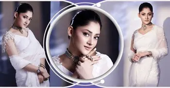 সাদা শাড়িতে পূজার নিঃশব্দ দীপ্তি