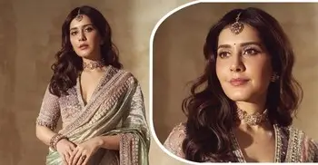 শাড়ির সাজে রাশি খান্নার মুগ্ধতা ছড়ানো লুক