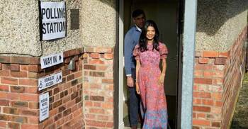 স্ত্রীকে সঙ্গে নিয়ে ভোট দিলেন ঋষি সুনাক