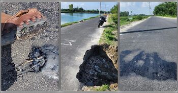 পায়ে লেগে যাচ্ছে সড়কের পিচ, উঠছে কার্পেটিং