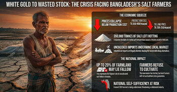 From white gold to wasted stock: Salt farmers quit as 3.5 lakh tonnes rot in pits