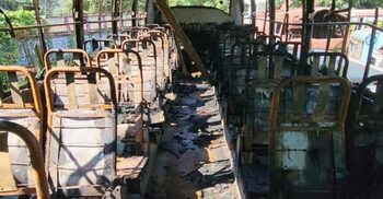 সাভারে পার্কিং করা বাসে দুর্বৃত্তের আগুন