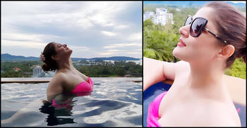 সুইমিংপুলের ছবিতে ভাইরাল শ্রাবন্তী