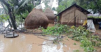 ক্ষতিগ্রস্ত বাড়িঘরে ফিরতে শুরু করেছেন বানভাসি মানুষ