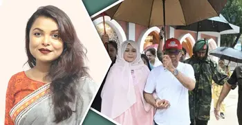 স্ত্রীর মাথায় ছাতা ধরলেন তারেক রহমান, যা লিখলেন শাওন