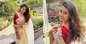 লাল-সাদা ছোঁয়ায় অনাড়ম্বর তাসনিয়া ফারিণ