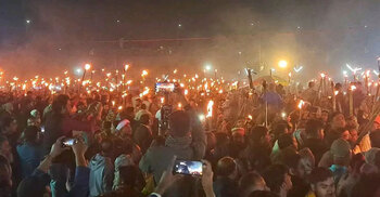 Thousands rally with torches on Teesta’s banks in call for mega project