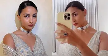 আইভরি শাড়িতে নজর কাড়লেন আলিয়া ভাট