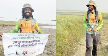 রৌমারি থেকে নদীর তীর ধরে হেঁটে চর কুকরি মুকরি