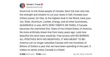 Trump again pitches Canada to be 51st US state as it goes to polls