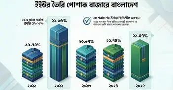 ইইউ বাজারে তৈরি পোশাক রপ্তানিতে বাংলাদেশের হিস্যা এখন ২১.৫৭ শতাংশ