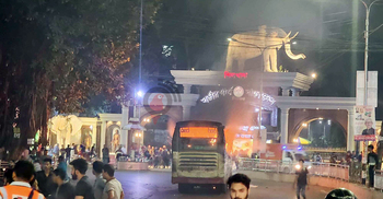 Bus set on fire at Jigatala, one caught red-handed