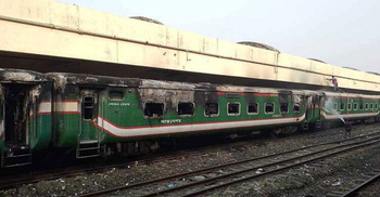 Case filed over arson attack on train in Dhaka