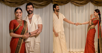 সাধারণ সাজে কোটি টাকার ঝলক, রিসেপশনে তাক লাগালেন বিজয় ও রাশমিকা