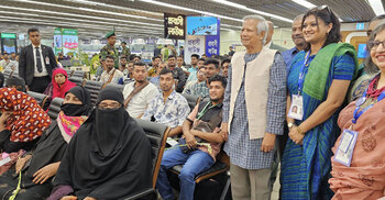 Yunus opens dedicated lounge for migrant workers at HSIA