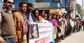 মাহফুজ আনামের বিরুদ্ধে মামলার প্রতিবাদে ঠাকুরগাঁওয়ে মানববন্ধন