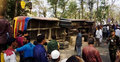 ৩০ যাত্রী নিয়ে উল্টে গেল বাস
