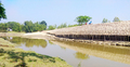 সৈয়দপুরে পাটের ব্যাগ দিয়ে বাঁধ নির্মাণ