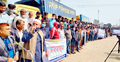 ভারতে চাঁদাবাজির প্রতিবাদে ভোমরা স্থলবন্দরে কর্মবিরতি-মানববন্ধন