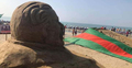 সৈকতে বঙ্গবন্ধুর বৃহৎ বালুর ভাস্কর্য