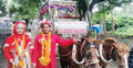 টমটমে চড়ে বিয়ে করতে এলেন বর, কনেকে নিয়ে ঘুরলেন ৭ গ্রাম
