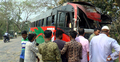 ট্রাকের ধাক্কায় দুমড়েমুচড়ে গেল বিআরটিসির বাস