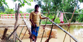 বন্যায় বিলীন সড়কে ভরসা ‘বাঁশের সাঁকো’