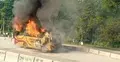 Moving bus catches fire in Bogura