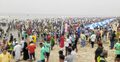 কক্সবাজারে গরম উপেক্ষা করে বিপুল পর্যটক সমাগম