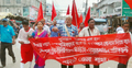 বেতন-বোনাসের দাবিতে জয়পুরহাটে বিক্ষোভ