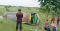 যাত্রীবাহী বাস উল্টে খাদে, চালকের সহকারী নিহত