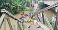 বেইলি ব্রিজ ভেঙে খালে পড়লো আলুবোঝাই ট্রাক