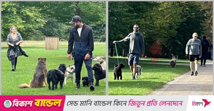 লন্ডনের হাইড পার্কে কুকুরের চোখে যেন নিখাদ সুখ